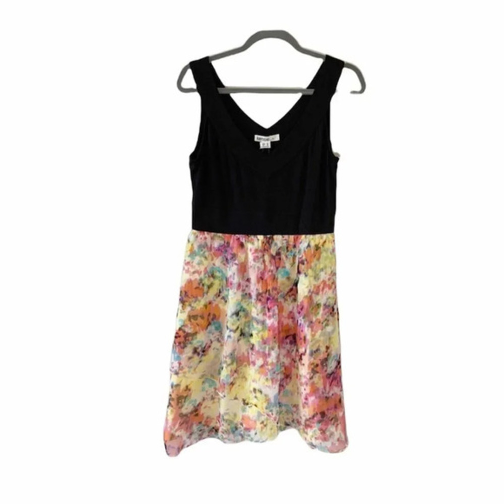 Kensie Silk Sundress‎ Black Floral Watercolor New M